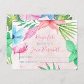 Tropische Aquarellblütenbraut als Rezeptionskarte Postkarte (Vorne/Hinten)