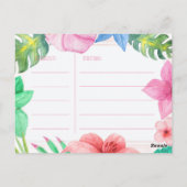 Tropische Aquarellblütenbraut als Rezeptionskarte Postkarte (Rückseite)