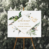 Tropische Aquarelle Gold Hochzeit Willkommen Poster