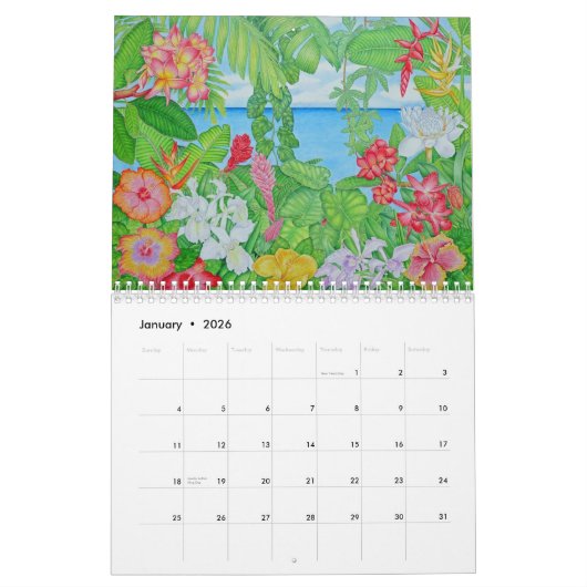 Tropische Aquarelle Kalender (Jan 2026)