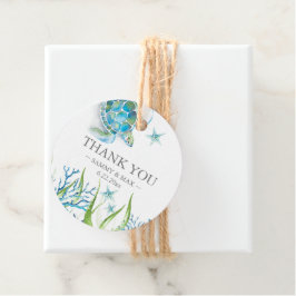 Tropische Aquarellenschildkröten-Liebesmarken Geschenkanhänger