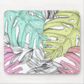 Tropische Aquarellfarbe Pastel Monstera Mousepad (Vorne)