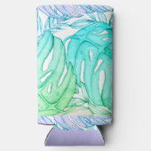 Tropische Aquarellfarbe Pastel Monstera Selters Dosenkühler (Rückseite)