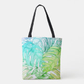 Tropische Aquarellfarbe Pastel Monstera Tasche (Rückseite)