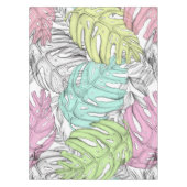Tropische Aquarellfarbe Pastel Monstera Tischdecke (Vorderseite)