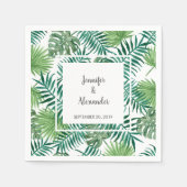 Tropische Aquarellfarben Blätter Brautbäckerei Hoc Serviette (Vorderseite)