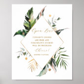 Tropische Aquarellfarben-Blätter Hochzeit des offe Poster (Vorne)