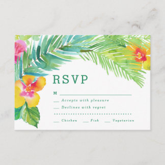 Tropische Aquarellfarben-Blätter Ziel-RSVP-Karte RSVP Karte