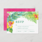 Tropische Aquarellfarben-Blätter Ziel-RSVP-Karte RSVP Karte (Vorne/Hinten)
