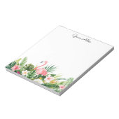 Tropische Aquarellfarben-Blume mit Flamingo Notepa Notizblock (Rotiert)