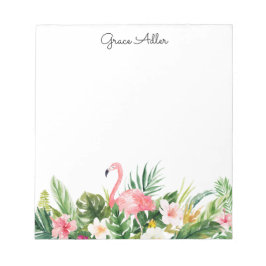 Tropische Aquarellfarben-Blume mit Flamingo Notepa Notizblock