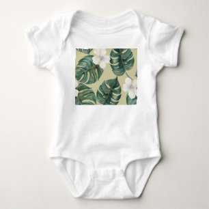 Tropische Aquarellfarben-Pflanze: nahtloses Muster Baby Strampler