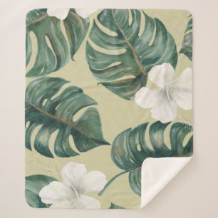 Tropische Aquarellfarben-Pflanze: nahtloses Muster Sherpadecke