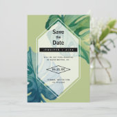Tropische Aquarellfolien Save the Date (Stehend Vorderseite)