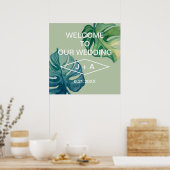 Tropische Aquarellfolien Willkommen bei unserer Ho Poster (Küche)