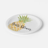 Tropische Aquarellgelbe Ananas Kinderdusche Pappteller (Schrägansicht)