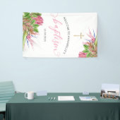 Tropische Aquarelltaufe willkommen Banner (Messeveranstaltung)