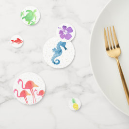 Tropische Aquarelltiere & Pflanze Gold Glitzern Konfetti