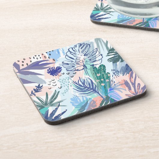 Tropische Art-Blumenmuster Getränkeuntersetzer (Linke Seite)