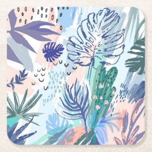 Tropische Art-Blumenmuster Rechteckiger Pappuntersetzer