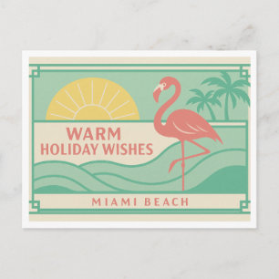 Tropische Art Deco Flamingo Urlaubspostkarte Postkarte