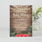 Tropische Baby-Dusche Ananas- und String-Lights Einladung (Stehend Vorderseite)
