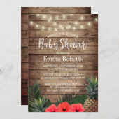 Tropische Baby-Dusche Ananas- und String-Lights Einladung (Vorne/Hinten)