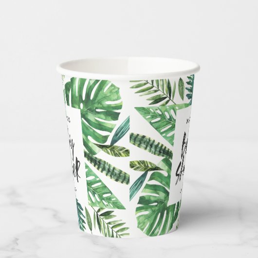 Tropische Babydusche aus schwarz-weiß Pappbecher (Links)