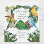 Tropische Babyparrots Co-Ed Babydusche Weinetikett (Einzelnes Label)