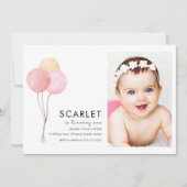 Tropische Ballons Einladung zum ersten Geburtstag (Vorderseite)