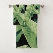 Tropische Bananen-Blätter Night Dschungel #1 #trop Badhandtuch Set (Insitu)