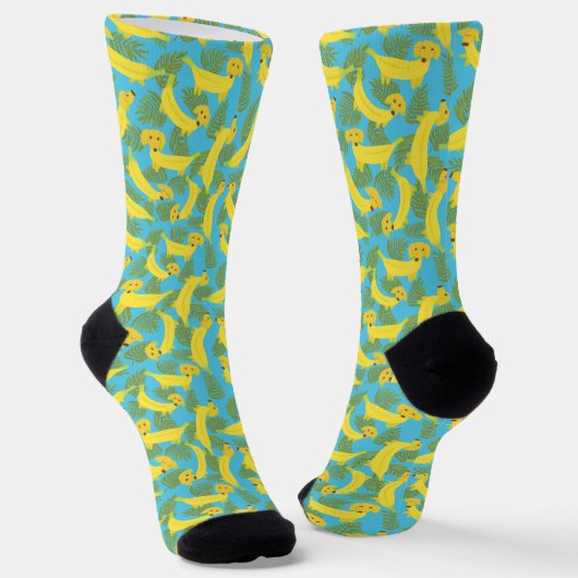 Tropische Bananenhunde Niedlich Gemustert Socken (Gewinkelt)