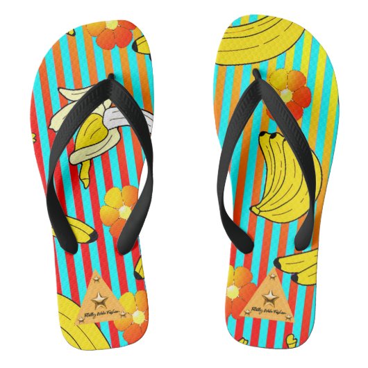 Tropische Bananenstreifen Flip Flops Badesandalen (Fußbett)