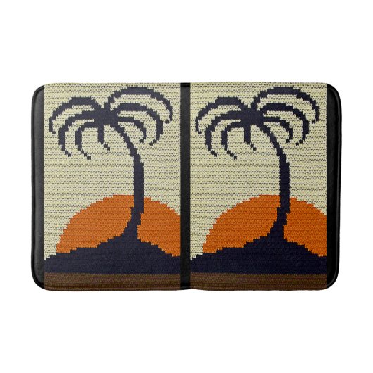 Tropische Bäume Orangefarbene Kunsthandwerk-Croche Badematte (Vorderseite)