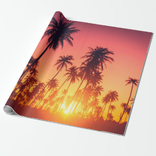 Tropische Bäume Sonnenuntergang Geschenkpapier