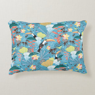 Tropische Beschaffenheit mit Toucans und Kolibris Dekokissen