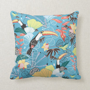 Tropische Beschaffenheit mit Toucans und Kolibris Kissen