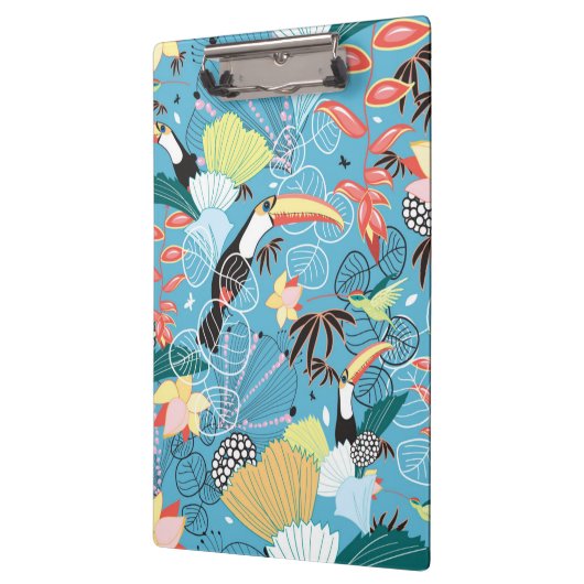 Tropische Beschaffenheit mit Toucans und Kolibris Klemmbrett (Links)