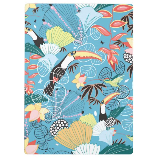 Tropische Beschaffenheit mit Toucans und Kolibris Klemmbrett (Rückseite)