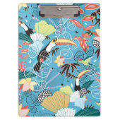 Tropische Beschaffenheit mit Toucans und Kolibris Klemmbrett (Vorderseite)