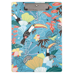 Tropische Beschaffenheit mit Toucans und Kolibris Klemmbrett