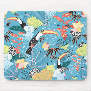 Tropische Beschaffenheit mit Toucans und Kolibris Mousepad