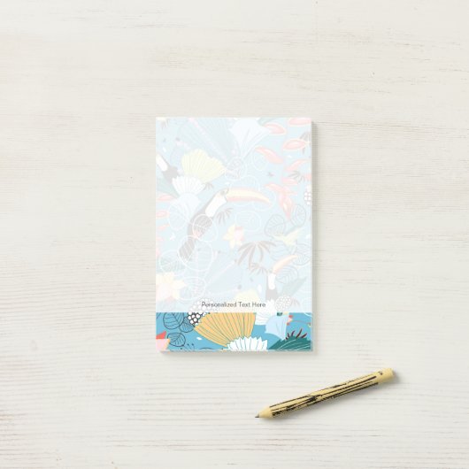 Tropische Beschaffenheit mit Toucans und Kolibris Post-it Klebezettel (Auf Schreibtisch)