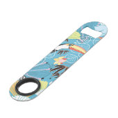 Tropische Beschaffenheit mit Toucans und Kolibris Speedflaschenöffner (Rückseite Schrägansicht)