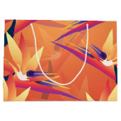 Tropische Bird-of-Paradise Sonnenuntergang Luau Ge Große Geschenktüte (Rückseite)