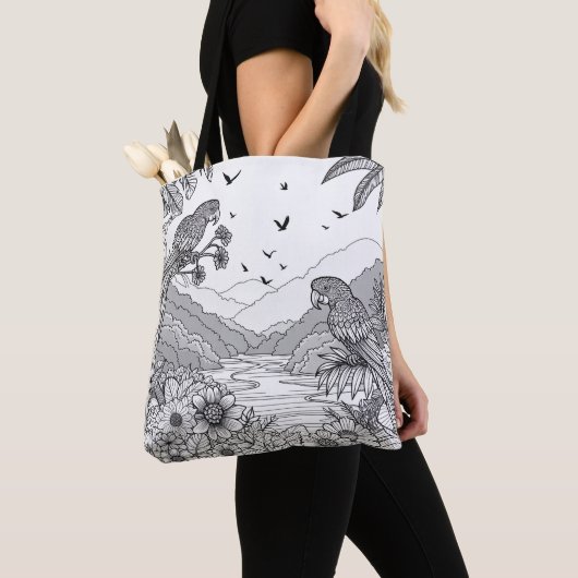 Tropische Birds-Papagei-Art-Färbung Tasche (Von Nahem)