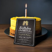 Tropische Birthday Party Chic Black Gold Ananas Einladung