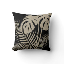 Tropische Blätter 1 Tan auf schwarz