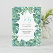Tropische Blätter 60. Geburtstag Einladungen Druck (Stehend Vorderseite)