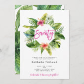 Tropische Blätter 70 Geburtstagsparty Einladung (Vorne/Hinten)